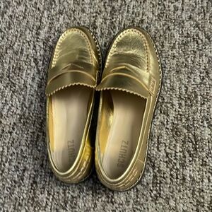 SCHUTZ Gold Loafers